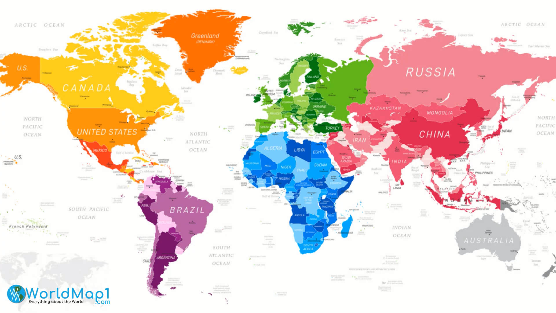 Africa on World Map Colorful